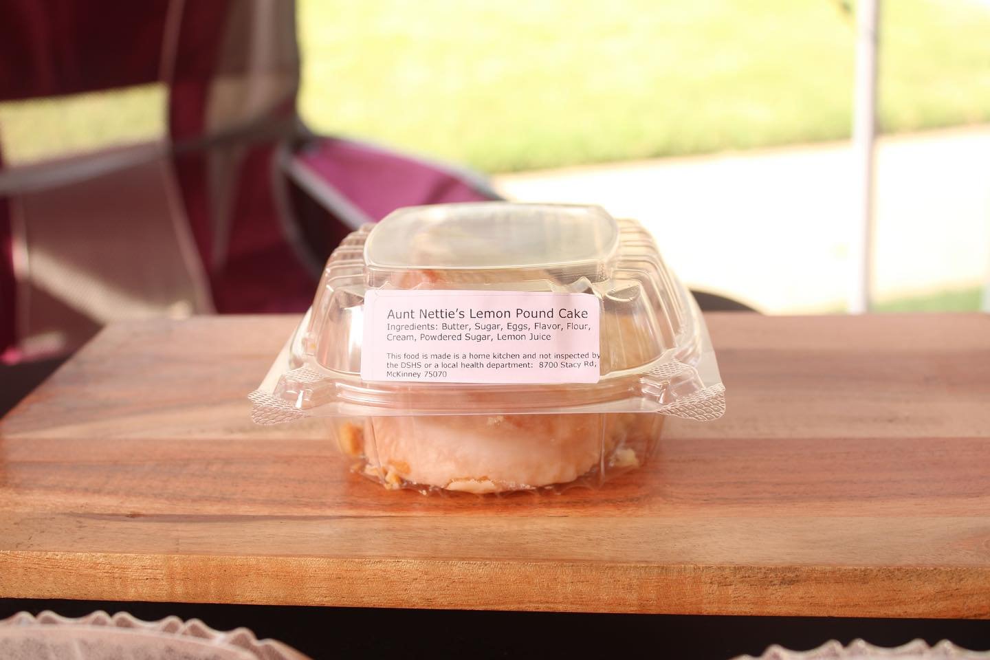 Beautiful display of Aunt Nettie’s signature lemon pound cake at the market