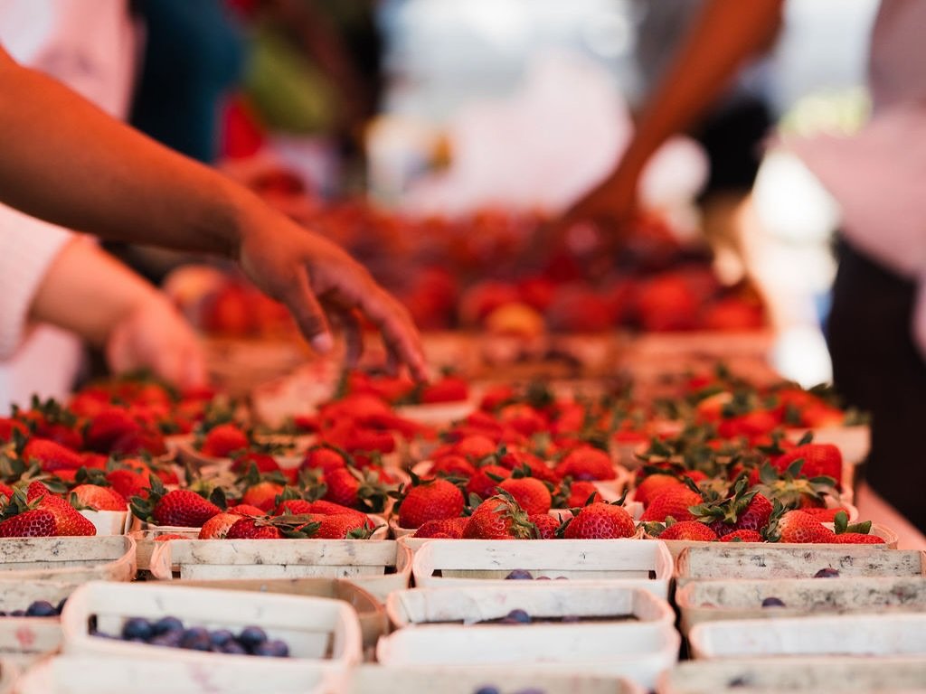 Sweet strawberries at their best on a Saturday morning
